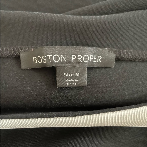 Boston Proper Three Quarter Sleeve Cold Shoulder Black and White Trim Top - Picture 4 of 7